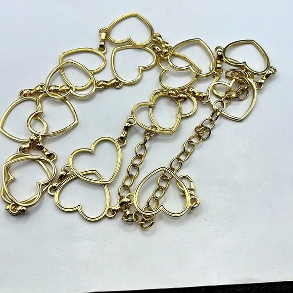 Heart chain Link Belt Adjustable Gold Tone. Hearts Love Boho Hippi Love Romance - Picture 8 of 12